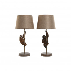 Table lamp Home ESPRIT Brown Metal Resin 50 W 220 V 26 x 26 x 53.5 cm (2 Units)