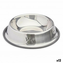 Кормушка для собак серебристо-серая резина металл 26 x 7 x 26 см (12 шт.)
