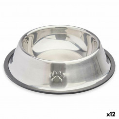 Кормушка для собак серебристо-серая резина металл 22 x 6 x 22 см (12 шт.)