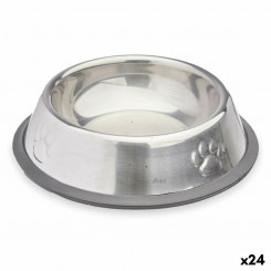 Кормушка для собак серебристо-серая резина металл 15 x 4 x 15 см (24 шт.)