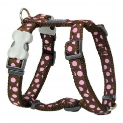 Dog Harness Red Dingo Style Pink Brown Spots 30-48 cm