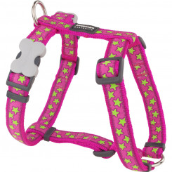 Dog harness Red Dingo STYLE STARS LIME ON HOT PINK 45-66 cm 36-59 cm