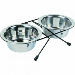 Dog feeder Trixie Double Black Silver Stainless steel 12 cm 0.45 L
