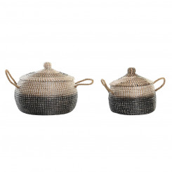 Basket set DKD Home Decor Natural Grey Seagrass (41 x 41 x 36 cm) (2 pcs)