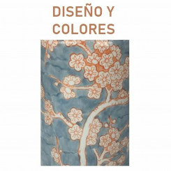 Настольная лампа DKD Home Decor Фарфор Синий Оранжевый Полиэстер Цветы (35 x 35 x 57 см)