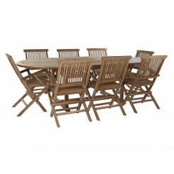 Table set with chairs DKD Home Decor Teak (180 x 120 x 75 cm) (9 pcs)  