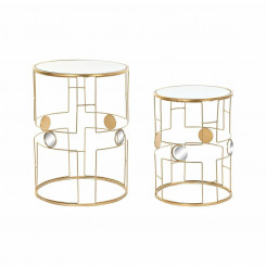 Set of 2 small tables DKD Home Decor Mirror Golden Metal (40 x 40 x 54,5 cm) (2 pcs)