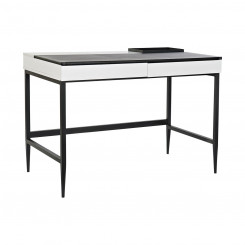 Desk DKD Home Decor Black Metal MDF White PU (110 x 55 x 76 cm)