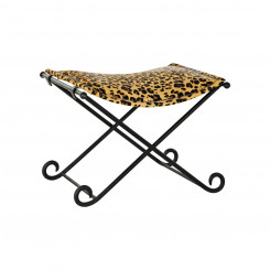 Подставка для ног DKD Home Decor Черный Металл Коричневая Кожа Леопард (55 x 45 x 41 см)