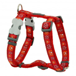 Dog Harness Red Dingo Style Red Animal footprint 25-39 cm