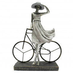 Dekoratiivne figuur DKD Home Decor Lady Silver jalgratta metallvaik (27,5 x 9,5 x 34,5 cm)