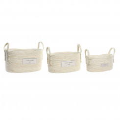 Basket set DKD Home Decor Cotton Fibre (34 x 23 x 20 cm)