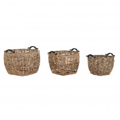 Basket set DKD Home Decor Wood Colonial Fibre (46 x 46 x 40 cm)