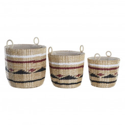 Basket set DKD Home Decor Polyester Colonial Fibre (38 x 38 x 36 cm)