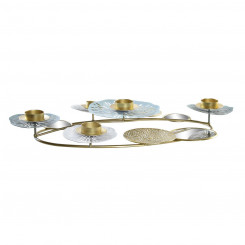 Candle Holder DKD Home Decor Mirror Golden Metal Mint Waterlily (54 x 33 x 8 cm)