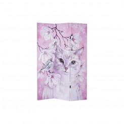 Складная ширма DKD Home Decor Cat Canvas Pinewood (120 x 2,5 x 180 см)
