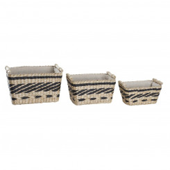 Basket set DKD Home Decor Polyester Colonial Fibre (38 x 26 x 24 cm)