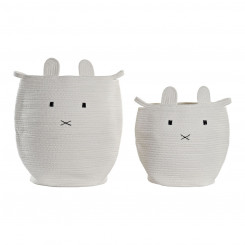Set of Baskets DKD Home Decor White Animal Cotton Children's (2 Pieces) (35 x 35 x 49 cm)