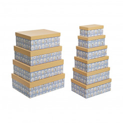 Набор штабелируемых коробок-органайзеров DKD Home Decor животные, синий картон (43,5 x 33,5 x 15,5 см)