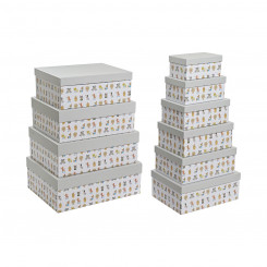 Набор штабелируемых коробок-органайзеров DKD Home Decor Серый картон для домашних животных (43,5 x 33,5 x 15,5 см)