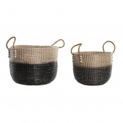 Basket set DKD Home Decor Natural Grey Seagrass (41 x 25 x 42 cm) (2 Pieces)