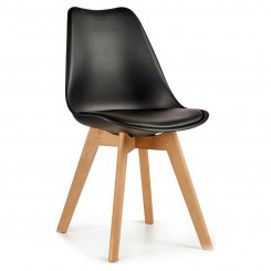 Обеденный стул Черный Светло-коричневый Дерево Пластик (48 x 80 x 60 см)