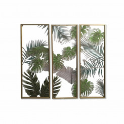 Canvas DKD Home Decor 3 Pieces Tropical Leaf of a plant (122 x 3 x 122 cm)