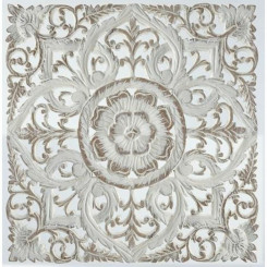 Seinakaunistus DKD Home Decor Valge Mandala MDF puit (60 x 2 x 60 cm)