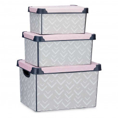 Set of Stackable Organising Boxes Vibes 3 Pieces Plastic