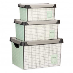 Set of Stackable Organising Boxes Home 3 Pieces Plastic