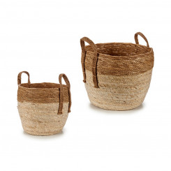 Set of Baskets 2 Pieces Natural brown Straw
