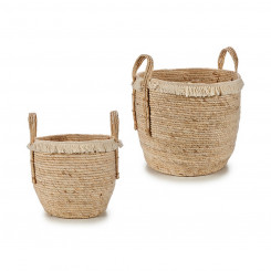 Set of Baskets 2 Pieces Straw Natural brown