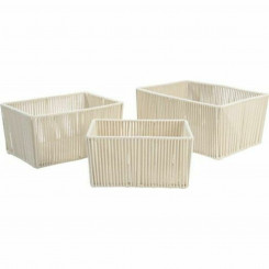 Basket set DKD Home Decor Beige Metal Cotton (40 x 30 x 20 cm)