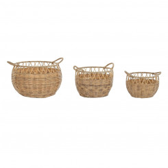 Basket set DKD Home Decor Natural Metal PE (38 x 38 x 27 cm)