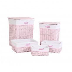 Набор корзин DKD Home Decor Розовый Полиэстер Детская плетеная (44 х 34 х 56 см)