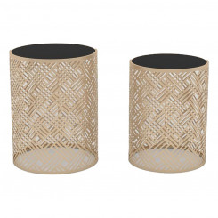 Set of 2 tables DKD Home Decor Small Side Table Crystal Black Golden Metal (42 x 42 x 55 cm)