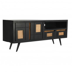 Мебель под телевизор DKD Home Decor Черный ротанг Манго (145,5 x 40,5 x 60 см)