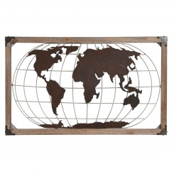 Dekoratiivne figuur DKD Home Decor Naturaalne metall vaskmännipuidust maailmakaart (75 x 6 x 46 cm)