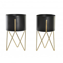 Set of pots DKD Home Decor Black Golden Metal Modern (20 x 20 x 32 cm)