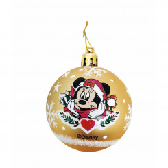 Christmas Bauble Minnie Mouse Lucky Golden 6 Units Plastic (Ø 8 cm)
