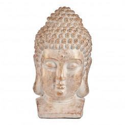 Dekoratiivne aiakuju Buddha pea, valge/kuldne polüresiin (35 x 65,5 x 38 cm)