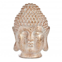 Dekoratiivne aiakuju Buddha pea valge/kuldne polüresiin (31,5 x 50,5 x 35 cm)