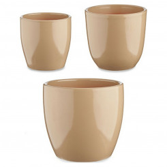 Set of pots Beige Clay (3 Pieces) (22,5 x 18,5 x 22,5 cm)