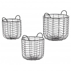Set of Baskets Circular Black Metal (3 pcs)