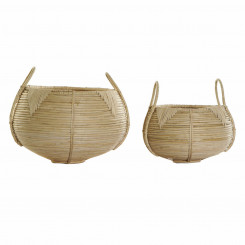 Basket set DKD Home Decor Rattan Bali (2 pcs) (25 x 25 x 22 cm) (35 x 35 x 37 cm)