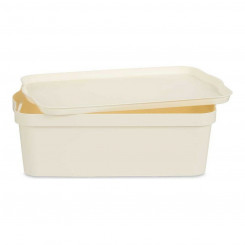 Storage Box with Lid Cream Plastic (29,5 x 14,3 x 45 cm)