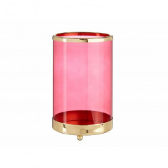 Küünlajalg roosa kuldne silinder metallklaas (12,2 x 19,5 x 12,2 cm)