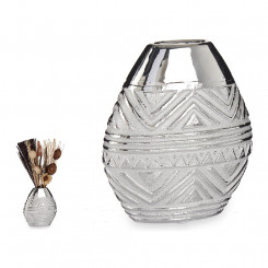 Vase Width Ceramic Silver (8 x 19,5 x 17,5 cm)