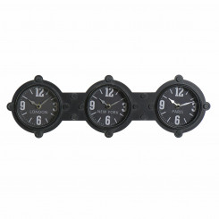 Wall Clock DKD Home Decor Crystal Black Iron (58 x 6.5 x 18 cm)