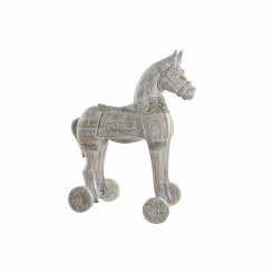 Decorative Figure DKD Home Decor 8424001847884 Horse Aged finish Golden White Iron Albasia wood (42 x 22 x 49 cm)